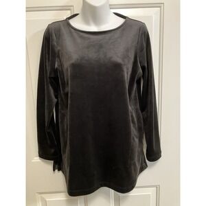 Pure Jill Black Velour Long Sleeve Tunic Shirt Size‎ PS Petite Small